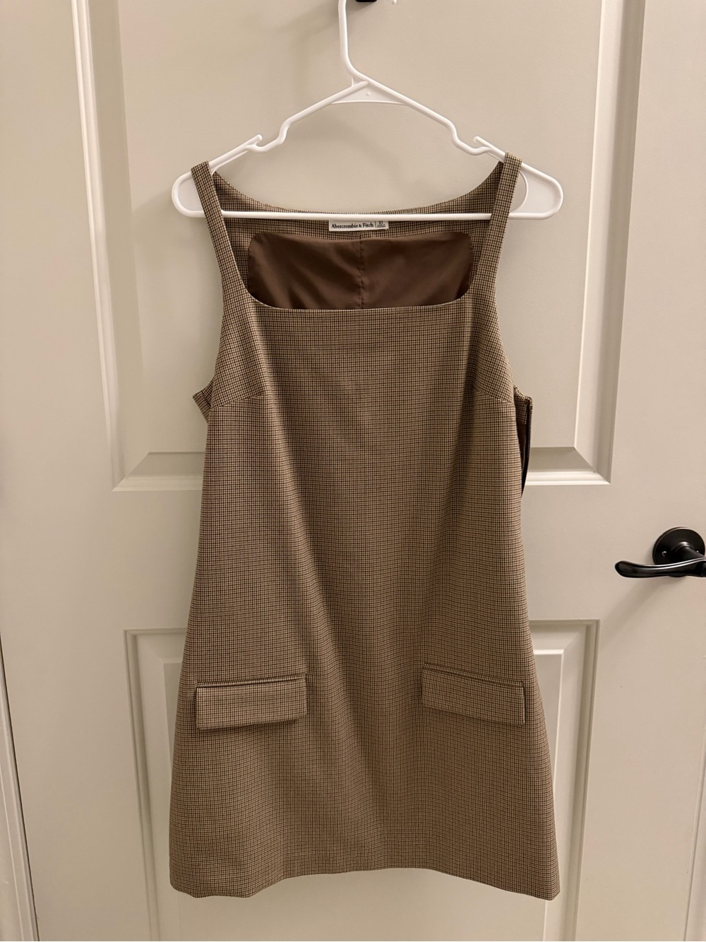 Abercrombie & Fitch Tan Check Pinafore Mini Dress